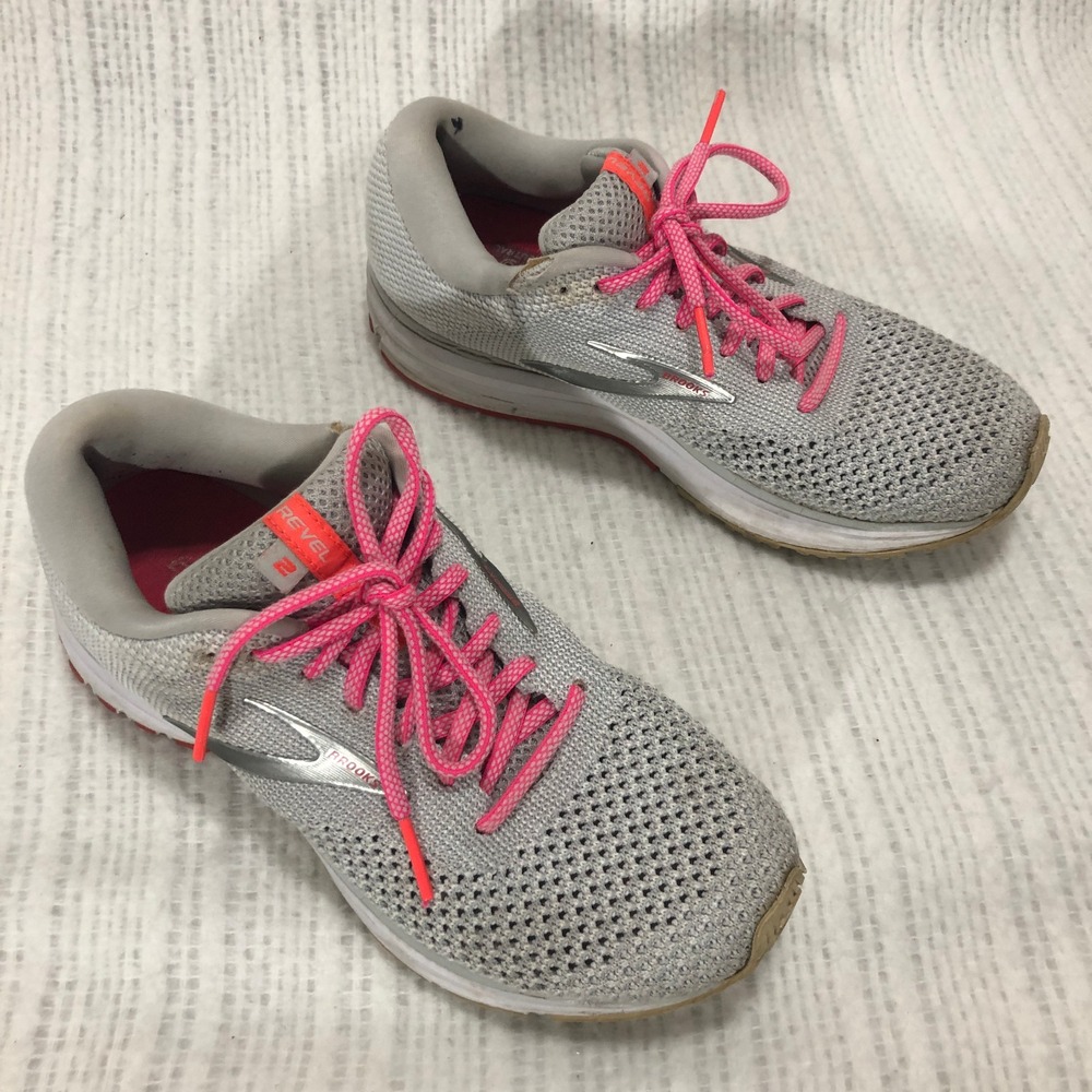 Brooks‎ Revel 2 Running Shoes Lightweight Gray Pink Size 8